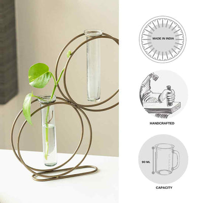 Modern Glass Garden' Test Tube Table Planter/Vases (13 Inch | Golden)