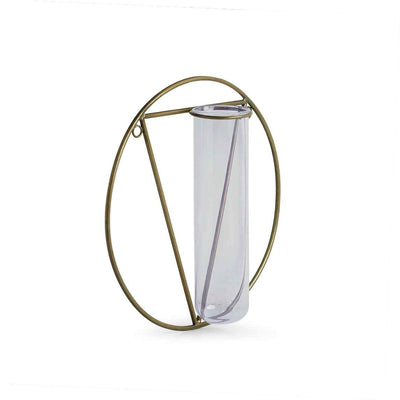 Modern Glass Garden' Test Tube Wall Planter/Vase (9 Inch | Golden)