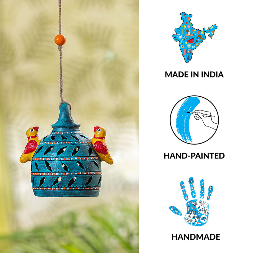 Beautiful Birdies Handmade Terracotta Garden Decorative Hanging (Set Of 2)
