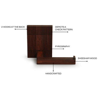 Checkered Frame' Handcrafted Toilet Tissue Roll Dispenser (Sheesham Wood)