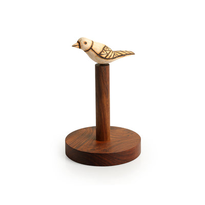 Soaring Bird' Handcrafted Toilet Roll Holder In Sheesham Wood (Handcarved & Pyrographed)