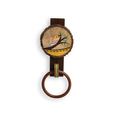 'Singing Bird' Wooden Hand Towel Ring Holder (Hand-Painted)