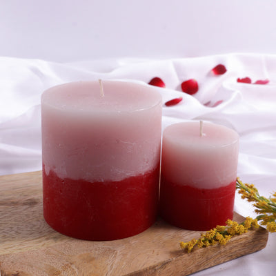 Rose Reminiscence' Handmade Scented Pillar Candles (Set of 2 | 2 and 3 Inches)