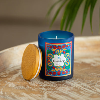Ocean Breeze' Handmade Wax Jar Scented Candle (40 Hours Burn Time, Soy Blend, 200 Grams, Reusable Jar)