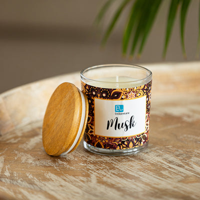 Musk' Handmade Wax Jar Scented Candle (28 Hours Burn Time, Soy Blend, 150 Grams, Reusable Jar)