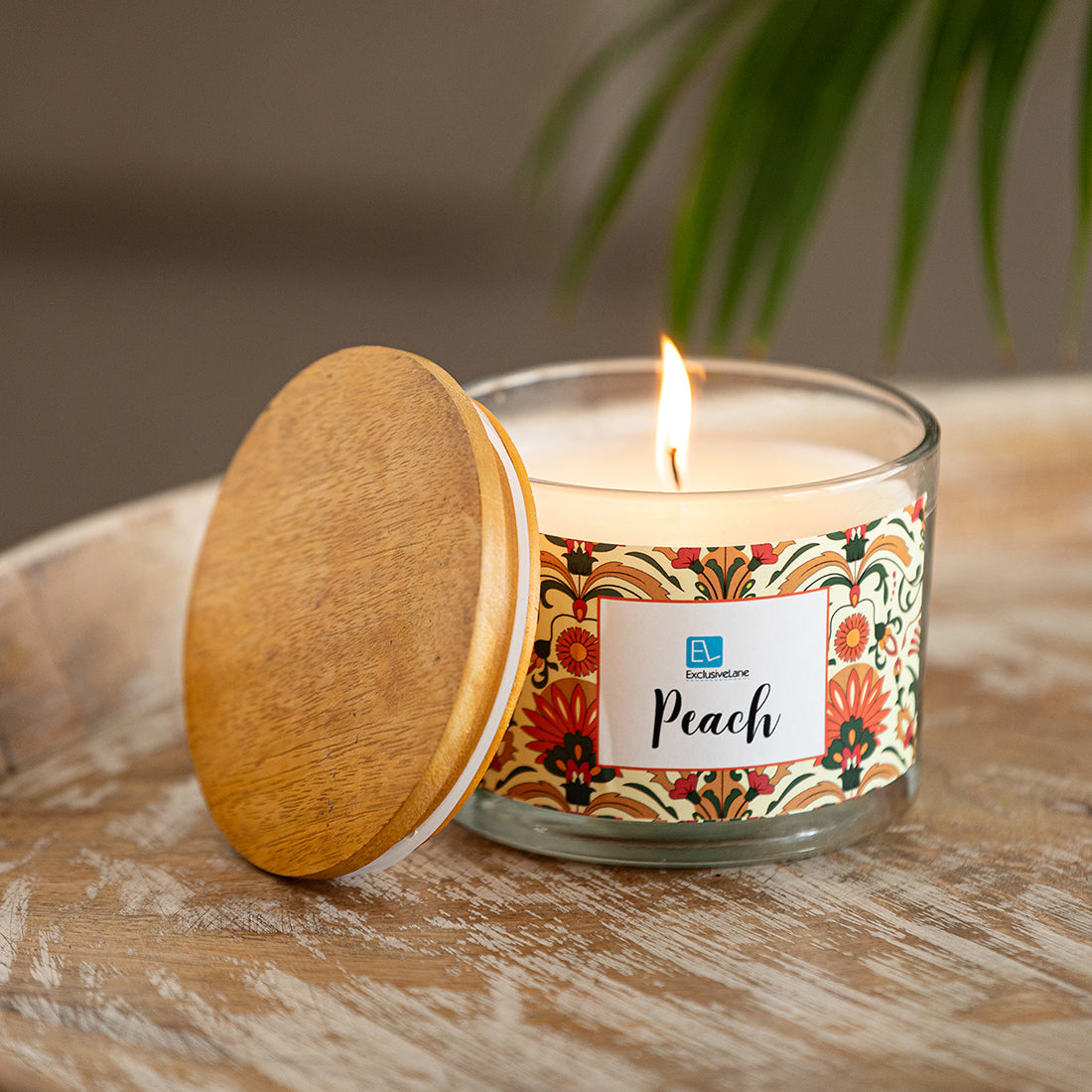 Peach' Handmade Wax Jar Scented Candle (60 Hours Burn Time, Soy