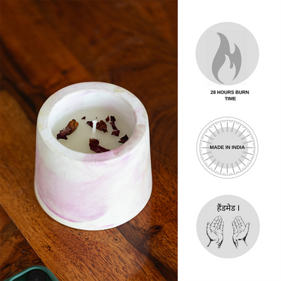 Rosette' Handmade Wax Concrete Jar Scented Candle (28 Hours Burn Time, Soy Blend, 100 Grams)