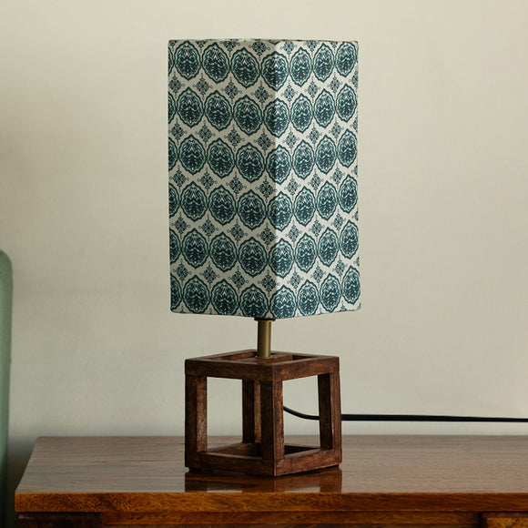 ExclusiveLane 'Paisley-Carved' Rectangluar Table Lamp In Mango Wood (39.5 Cm, Without Bulb, Handcrafted)