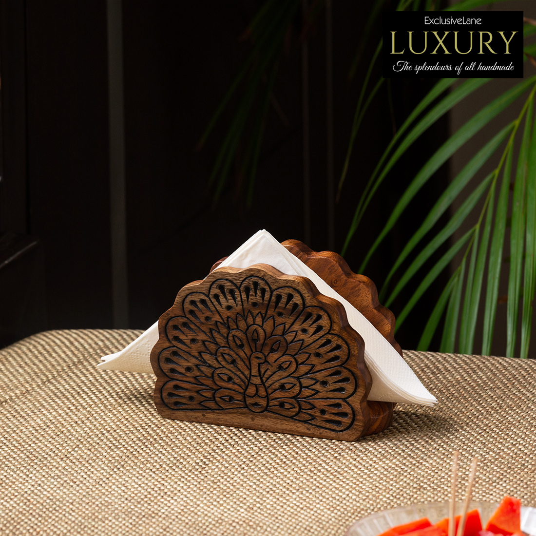  ExclusiveLane 'The Dancing Peacock' Hand Carved Kitchen Paper  Roll Stand in Sheesham Wood - Kitchen Tissue Roll Holder Decorative Kitchen Napkin  Roll Holder Wooden Napkin Stand : Home & Kitchen