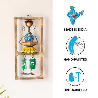 'Rajasthani Dholak Artist' Handmade & Hand-painted Wall Décor Hanging In Iron