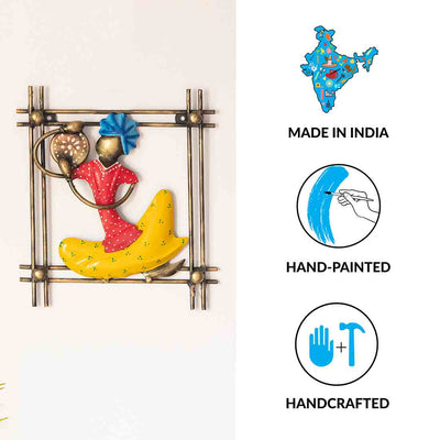 'Rajasthani Thaalwala Artist' Handmade & Hand-painted Wall Décor Hanging In Iron