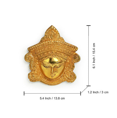 'Daring Durga' Hand-Etched Wall Décor Hanging In Brass (634 Grams)
