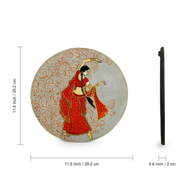Nrityaki' Wall Décor Hanging In Recycled Wood (11 Inch | Hand-Painted | Multicoloured)
