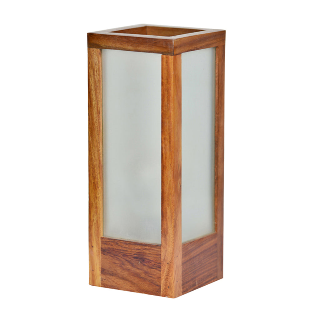25.4 cm Modern Frosted Glass Table Lamp In Sheesham Wood