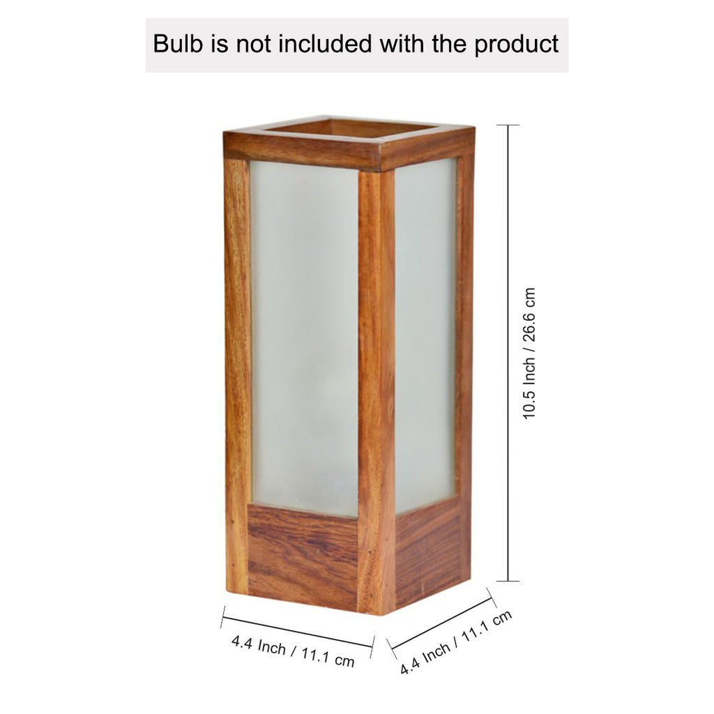 25.4 cm Modern Frosted Glass Table Lamp In Sheesham Wood