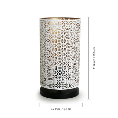 Moroccan Shimmer Hand Etched Iron Table Lamp (12 Inch | White)