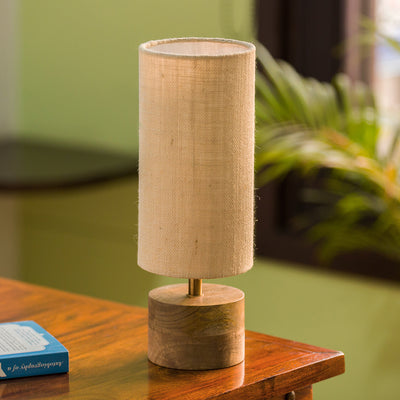 Volta' Round Table Lamp In Mango Wood 14 inch