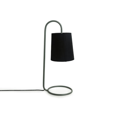'Jet Black Coiled' Handcrafted Arched Table Lamp In Iron (17 Inch)