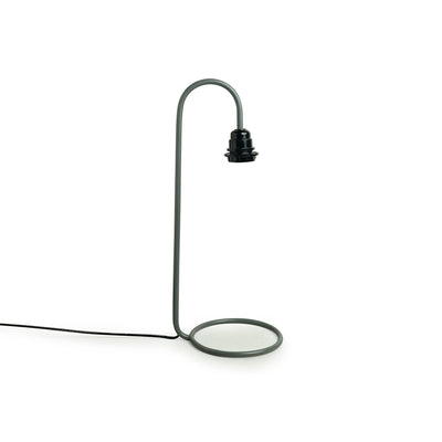 'Jet Black Coiled' Handcrafted Arched Table Lamp In Iron (17 Inch)