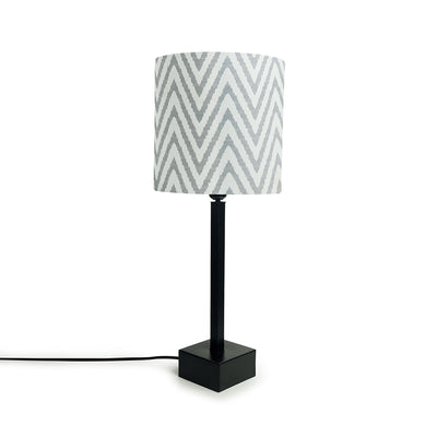 'Greyed Chevrons' Handcrafted Table Lamp In Iron (18 Inch)
