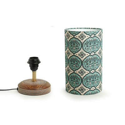 'Paisley-Carved' Table Lamp In Mango Wood (14 Inch)