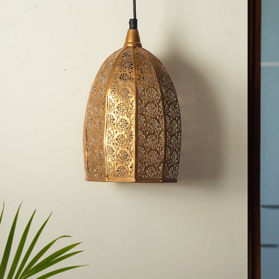 Moroccan Elegance' Hand-Etched Pendant Lamp In Iron (10 Inch | Matte Finish)