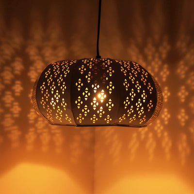 Moroccan Heritage' Hand-Etched Pendant Lamp In Iron (6 Inch | Matte Finish)