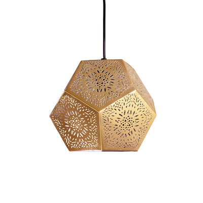 Moroccan Geometry' Hand-Etched Pendant Lamp In Iron (7 Inch | Matte Finish)