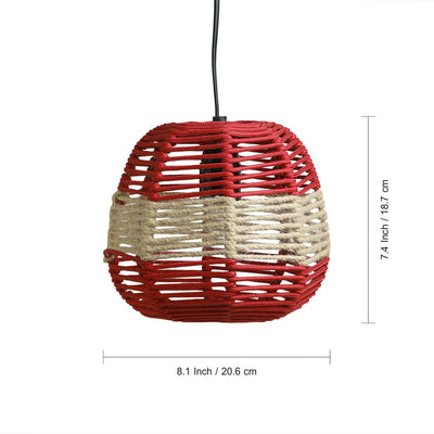 'Jute Shimmers' Handwoven Spherical Hanging Pendant Lamp In Jute & Iron (7 Inch)