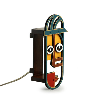 Drowsy Man' Wall Lamp In Sheesham Wood & Pine Wood (13 Inch | Multi-Colored | Hand-Painted)