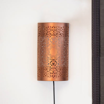 Hypnotic Mandala' Iron Wall Lamp (12 Inch | Copper | Hand-Etched)