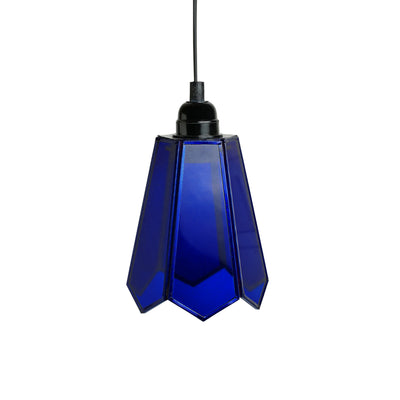 'Glass Magnificence' Handcrafted Conical Hanging Pendant Lamp in Glass & Iron (8 Inch)