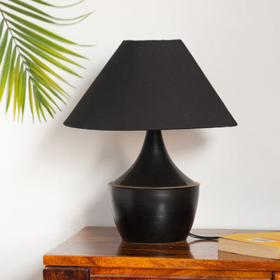 Intriguingly Goth' Table Lamp in Iron (14 Inch | Matte Black | Handcrafted)