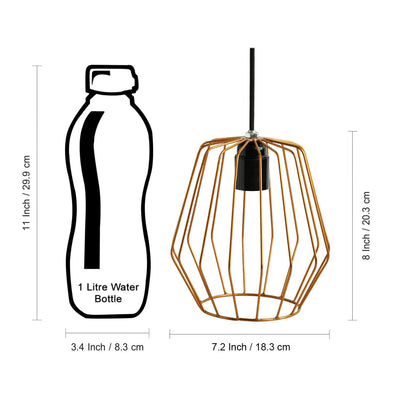 ExclusiveLane 'Modern Bird Nest' Handcrafted Hanging Pendant Lamp Shade In Iron (8.0 Inch, Pyramidal, Golden)