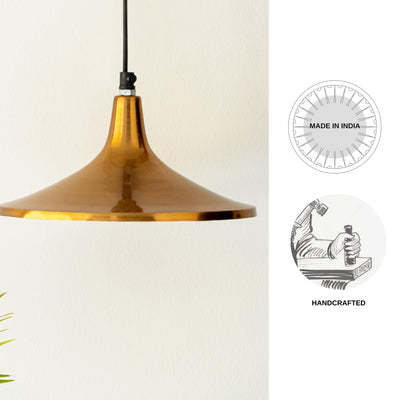 ExclusiveLane 'Modern Drop' Handcrafted Hanging Pendant Lamp Shade In Iron (5.1 Inch, Conical, Golden)