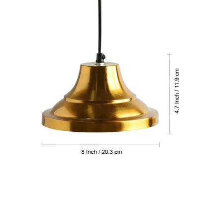 ExclusiveLane 'Modern Gold Pedestal' Handcrafted Hanging Pendant Lamp Shade In Iron (4.7 Inch, Conical, Golden)