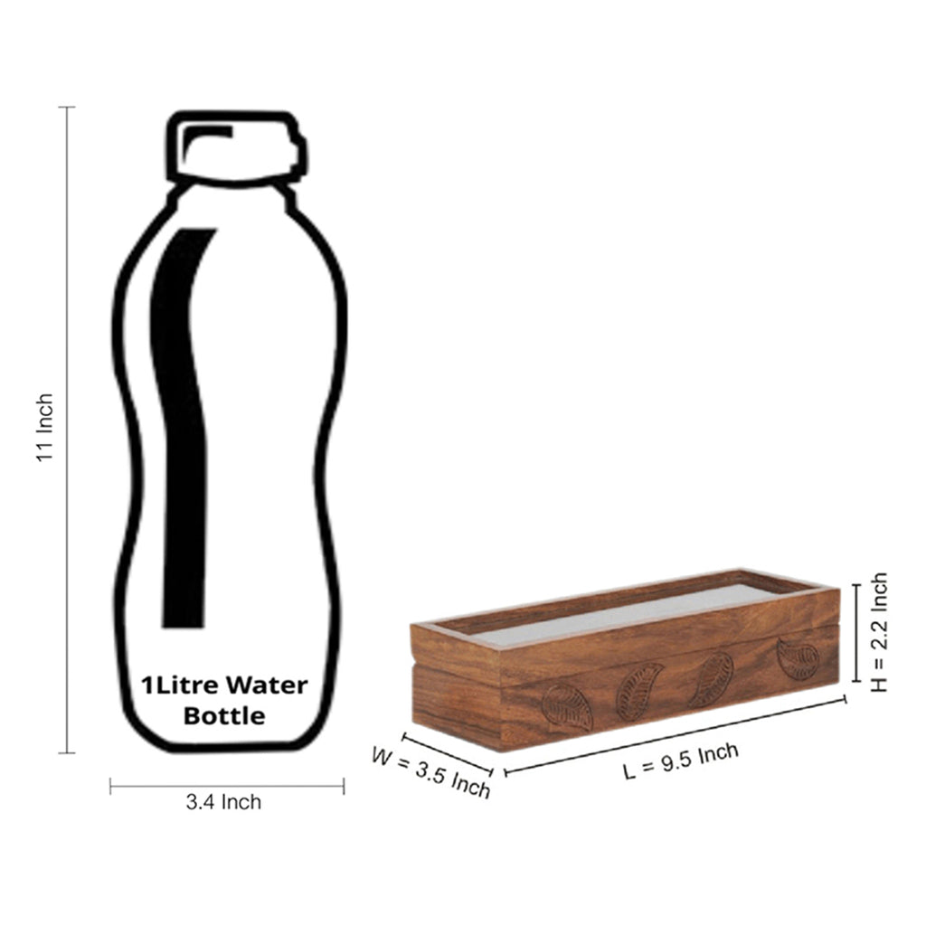 Wooden Hand Engraved Multi-Utility Cum Spice Box With Spoon In Sheesham Wood