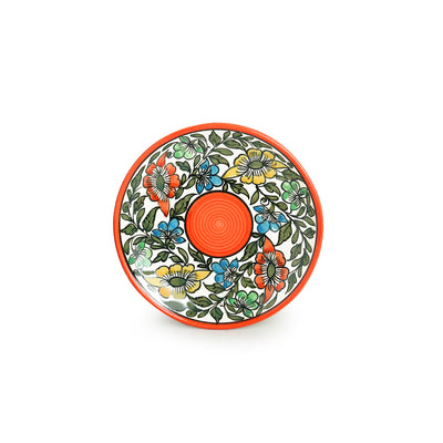 Mughal Bagheecha' Hand-painted Ceramic Side/Quarter Plates (Set of 4 | Microwave Safe)
