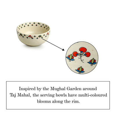 Daawat-e-Taj' Handcrafted Ceramic Serving Bowls (Set of 2 | 580 ml | Microwave Safe)