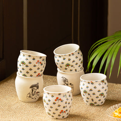Daawat-e-Taj' Handcrafted Ceramic Kullads (Set of 4 | 160 ml | Microwave Safe)