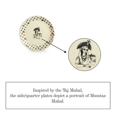 Daawat-e-Taj' Handcrafted Ceramic Side/Quarter Plates (Set of 6 | Microwave Safe)