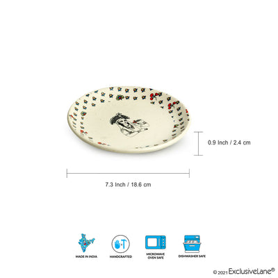 Daawat-e-Taj' Handcrafted Ceramic Side/Quarter Plates (Set of 6 | Microwave Safe)