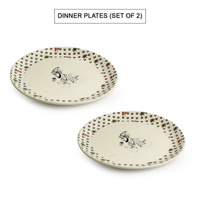Daawat-e-Taj' Handcrafted Ceramic Dinner Plates (Set of 2 | Microwave Safe)