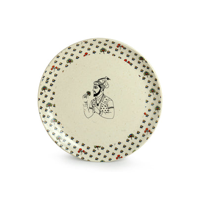 Daawat-e-Taj' Handcrafted Ceramic Dinner Plates (Set of 4 | Microwave Safe)