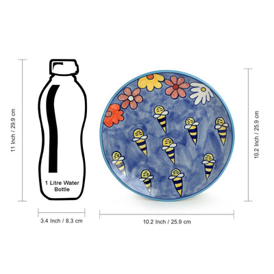 The Bee Collective' Hand-painted Ceramic Dinner Plates (Set Of 6 | Microwave Safe)