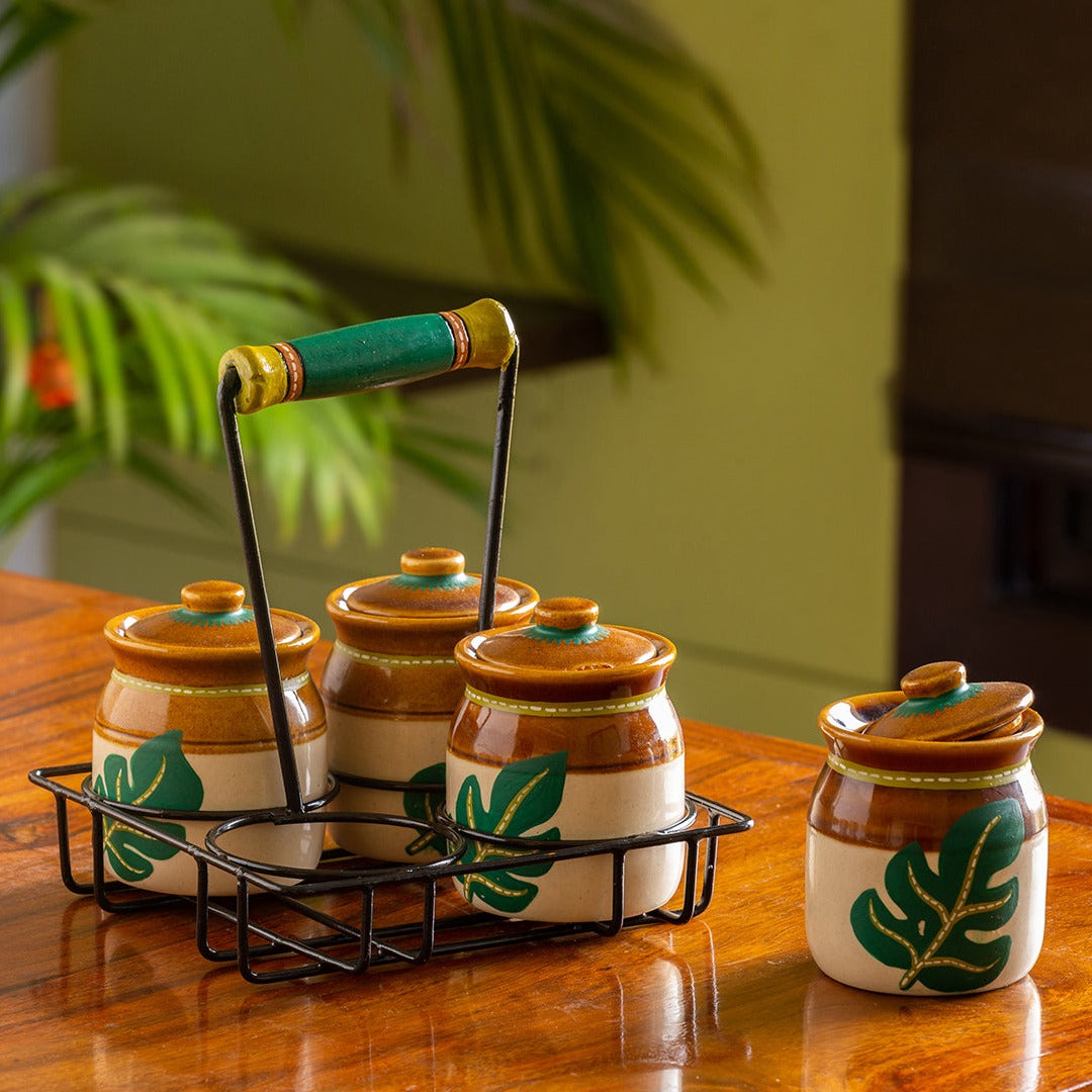 ExclusiveLane 'Desert Owl-Jar Pack' Handglazed Ceramic Salt & Pepper Shakers  Set with Terracotta Toothpick Holder & Wooden Tray - Salt Pepper Set for  Dining Table Fancy Salt Containers for Kitchen