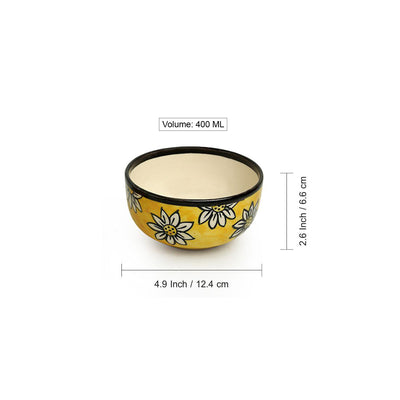 Californian Sunflowers' Hand-Painted Ceramic Serving Bowls (Set of 2 | 400 ML)