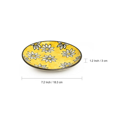 Californian Sunflowers' Hand-Painted Ceramic Side/Quarter Plates (Set Of 2 | 7 Inches)