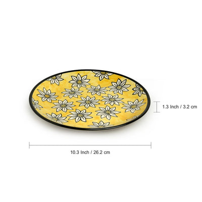 Californian Sunflowers' Hand-Painted Ceramic Dinner Plates (Set Of 6 | 10 Inches)