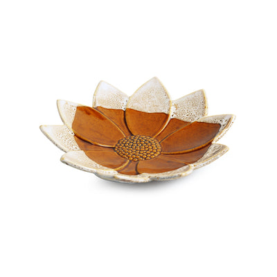 Rustic Sunflower' Hand Glazed Serving Platter In Ceramic (10 Inches | Microwave Safe)